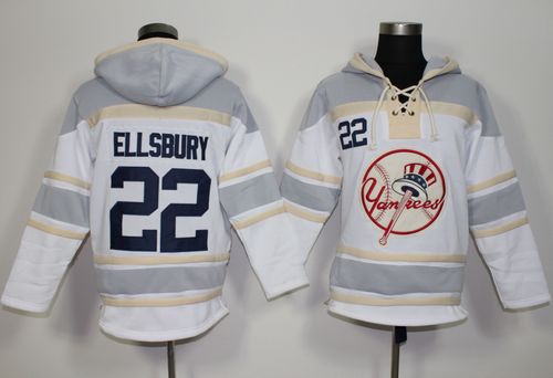 Yankees #22 Jacoby Ellsbury White Sawyer Hooded Sweatshirt MLB Hoodie - Click Image to Close